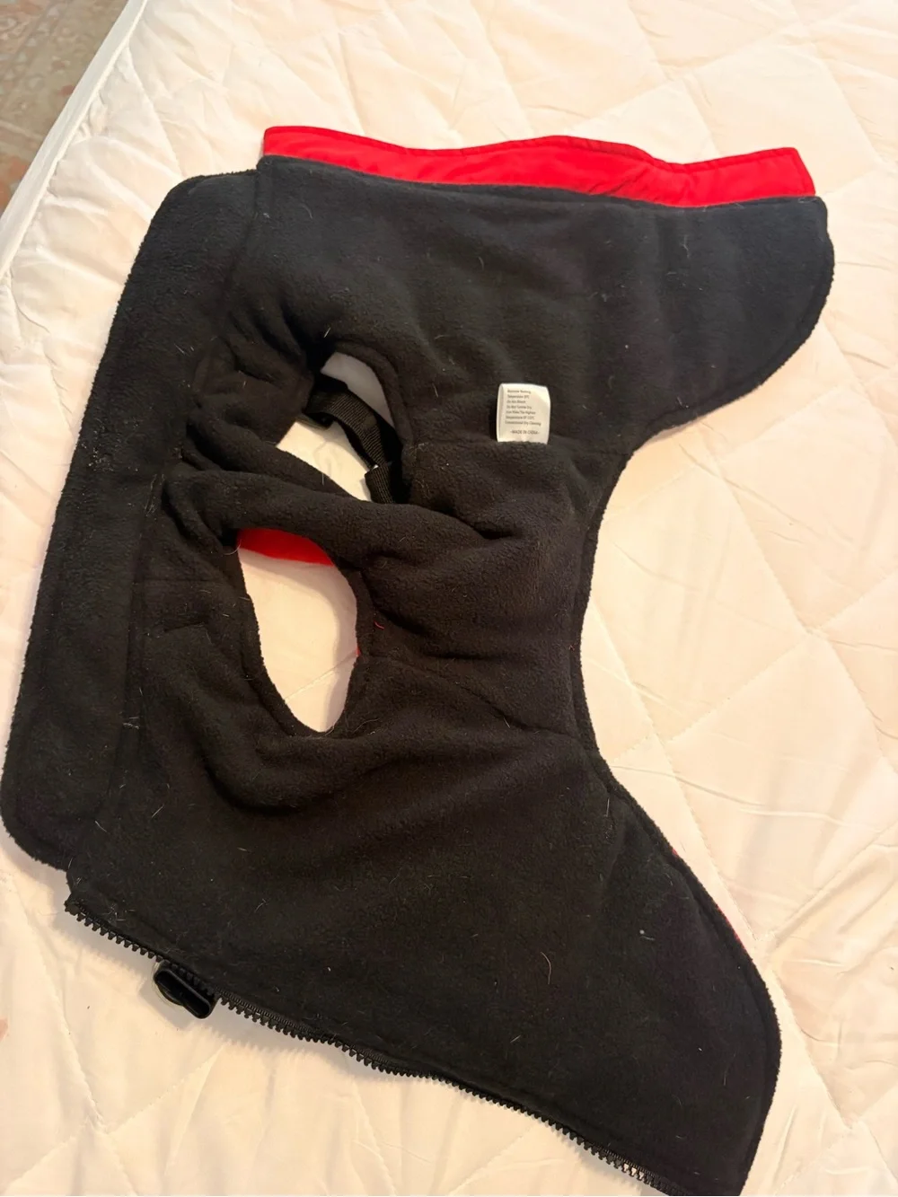 Red Insulated Dog Coat with Built-In Harness